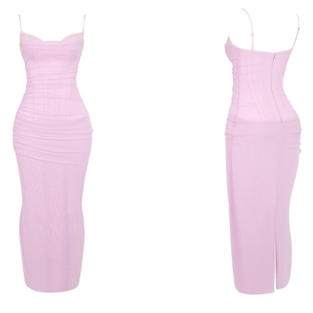 House of CB Pink Lace-Trim Maxi Dress - Picture 4 of 9